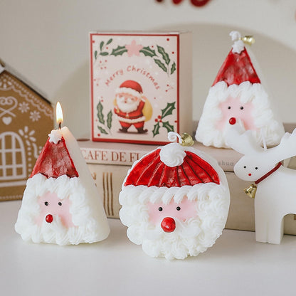 Christmas Cake Scented Candle,110G Handmade Aroma Soy Wax Santa Claus Decorative Candle