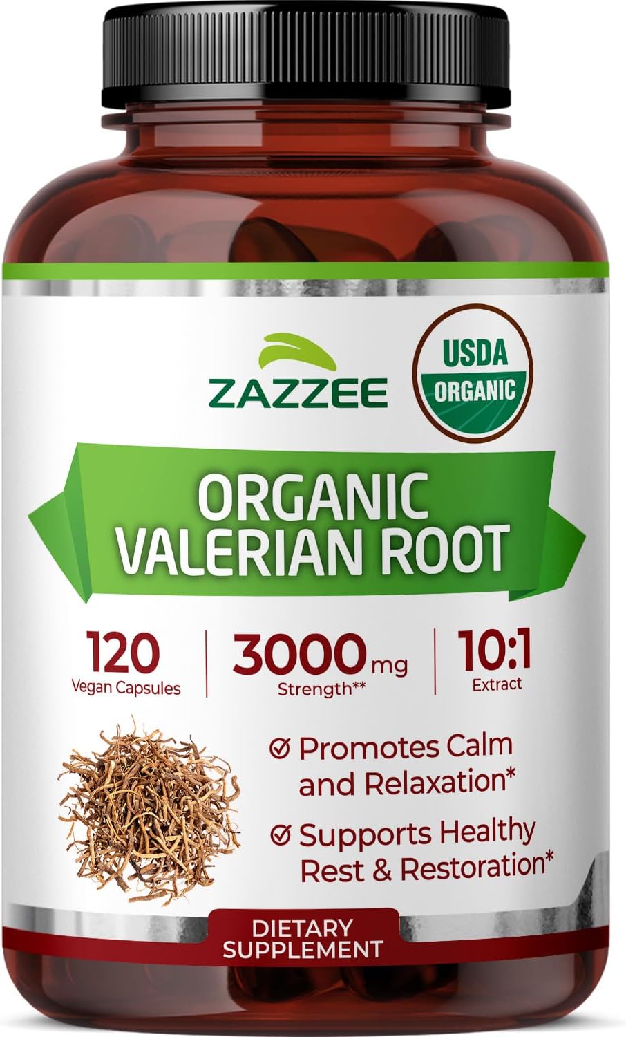 Zazzee USDA Organic Valerian Root 10:1 Extract, 120 Vegan Capsules, 4 Month Supply, Valeriana Officinalis, Relaxation, Calm & Mood Support, All-Natural, Non-GMO, Made in the USA