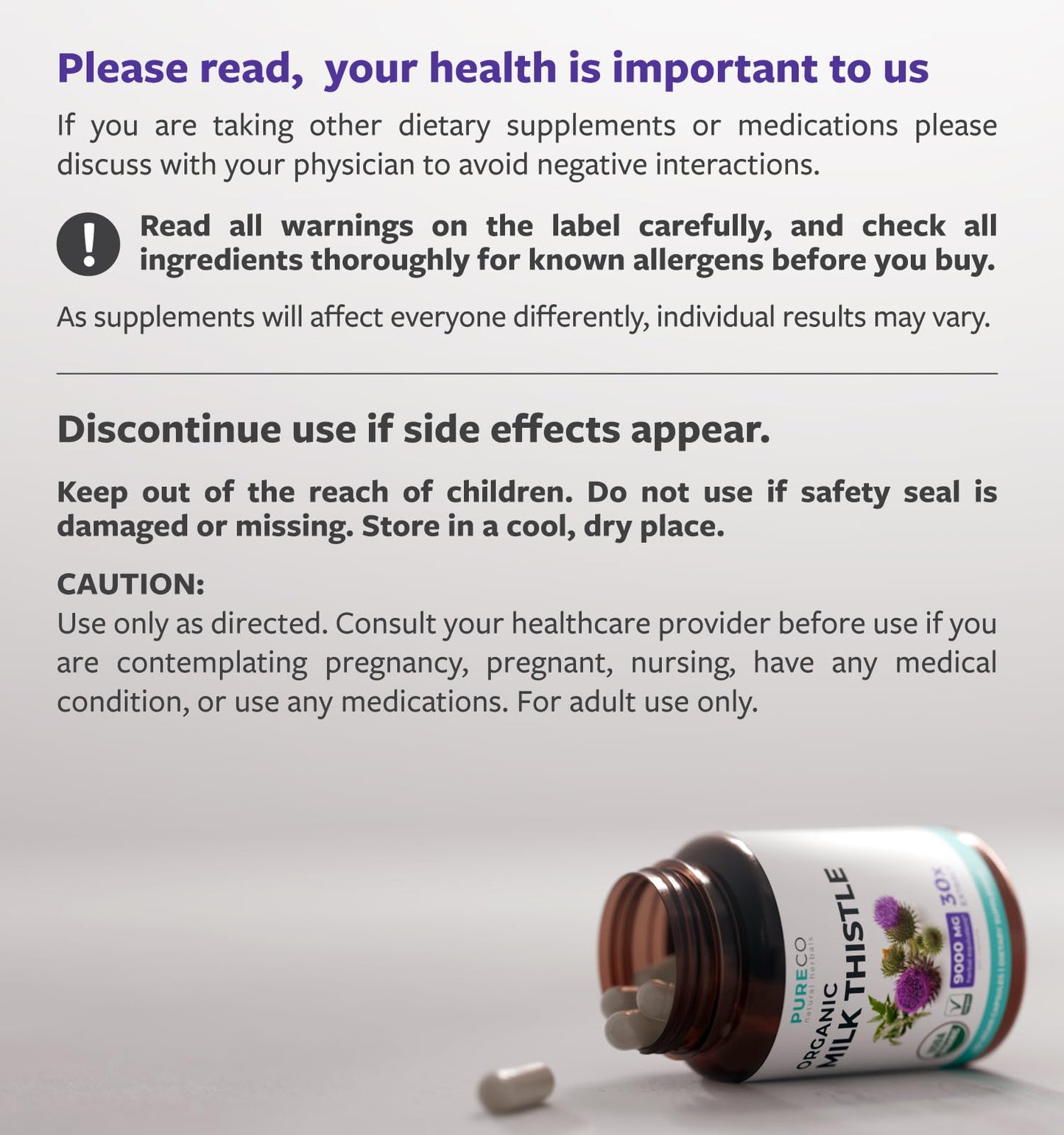 USDA Organic Milk Thistle Capsules - 80% Silymarin Supplement for Liver Support- Super Concentrated 300mg of 30:1 Milk Thistle Extract Equivalent to 9,000mg - Milk Thistle Liver Detox 60 Day Supply