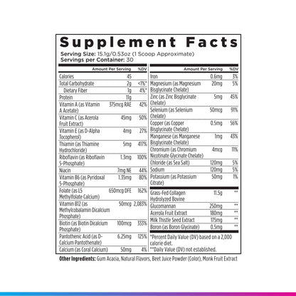 Livingood Daily Collagen Powder for Women and Men, Vanilla, Grass Fed Protein, Hydrolyzed Collagen Peptides with Vitamin C & Multi Vitamins for Hair, Skin, Nail & Gut Health, Gluten Free, 30 Servings
