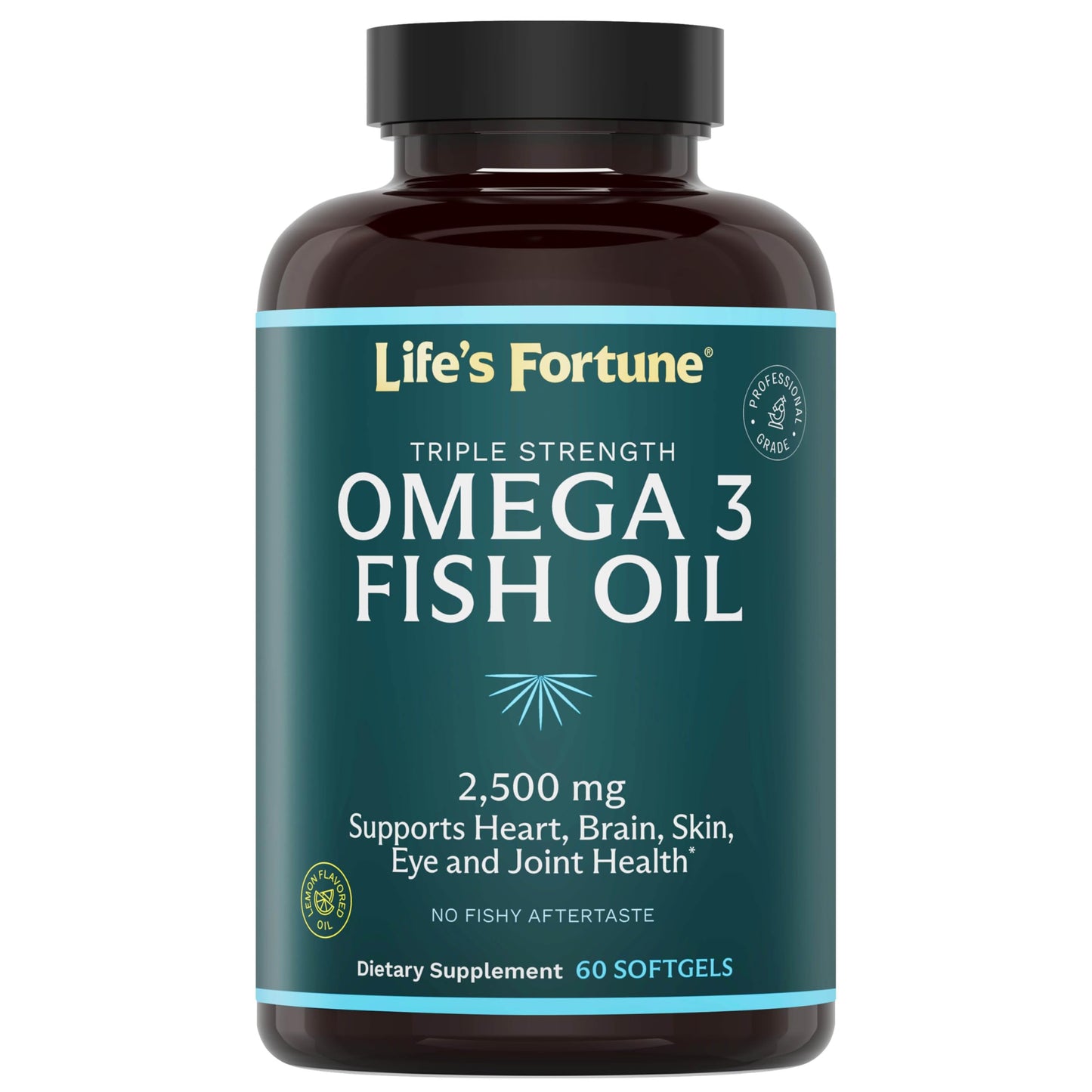 Life's Fortune Fish Oil Omega 3 Concentrate Supplement 2500 mg, 120 Softgels, High Potency, EPA & DHA Fatty Acid - Heart, Brain, Skin, Joints - Non GMO