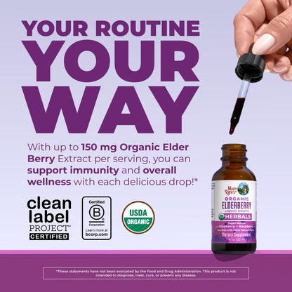 MARYRUTH'S Elderberry Liquid Drops for Adults & Kids | Immune Support | Antioxidant | 150mg Elderberry Extract | USDA Organic | CLP Purity Award | Sugar Free | Vegan | Non-GMO | Gluten Free | 1 oz