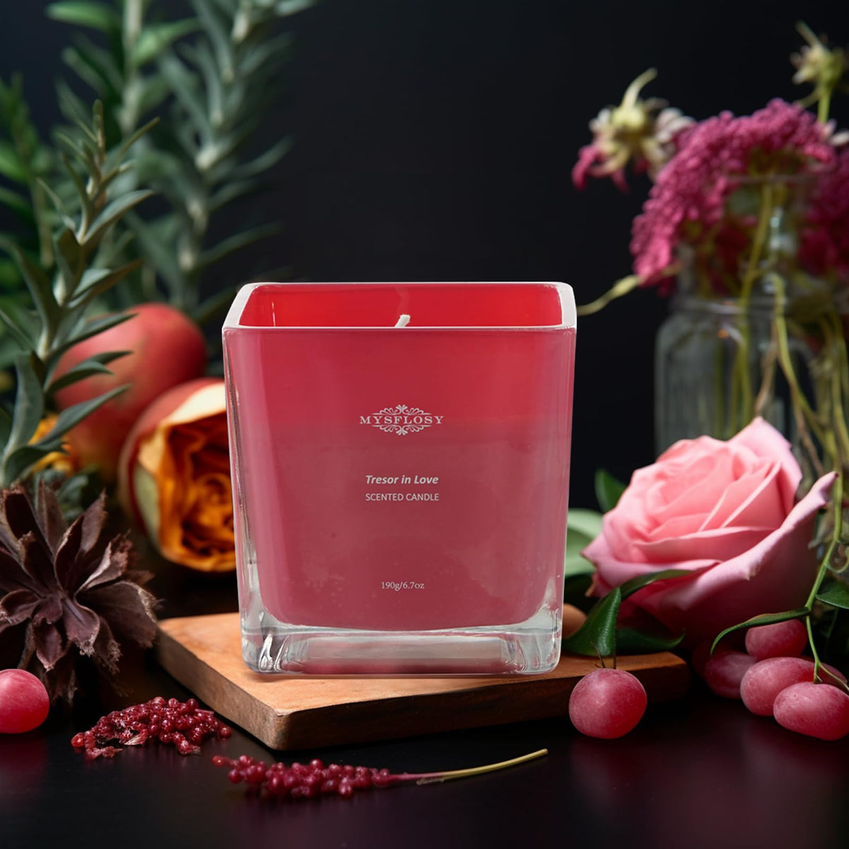 Mysflosy Soy Aromatherapy Candle, 40 Hour Burn time, Scented Candles with Floral and Fruity Scents