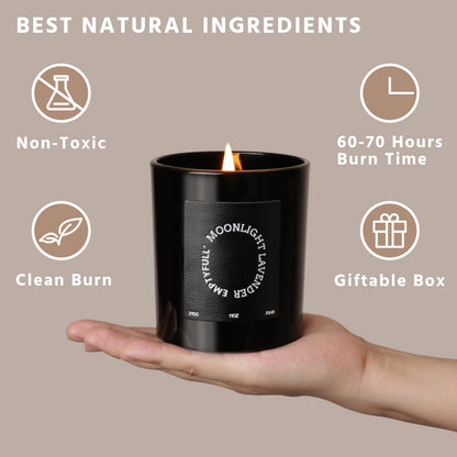 EMPTYFULL Lavender Scented Candles, Wood Wick, 11 oz Large Candle, Natural Soy Candles