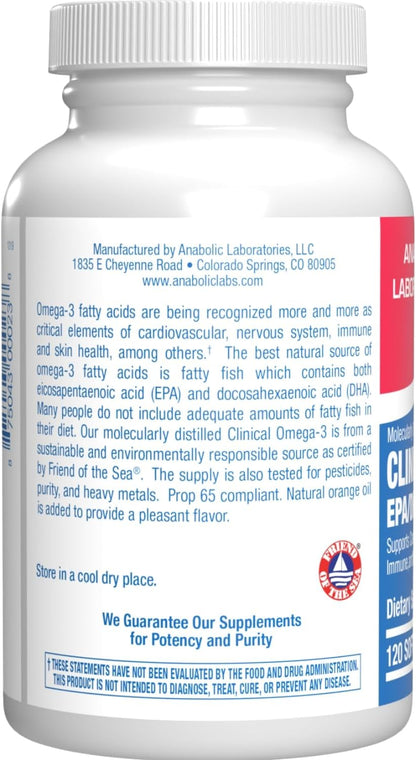 Omega 3 Fish Oil 1200 mg - Clinical DHA EPA Omega 3 Supplement with Burpless Fish Oil Brain Heart & Overall Health - Molecularly Distilled for Purity - Certified Sustainably Sourced (Orange Flavored)