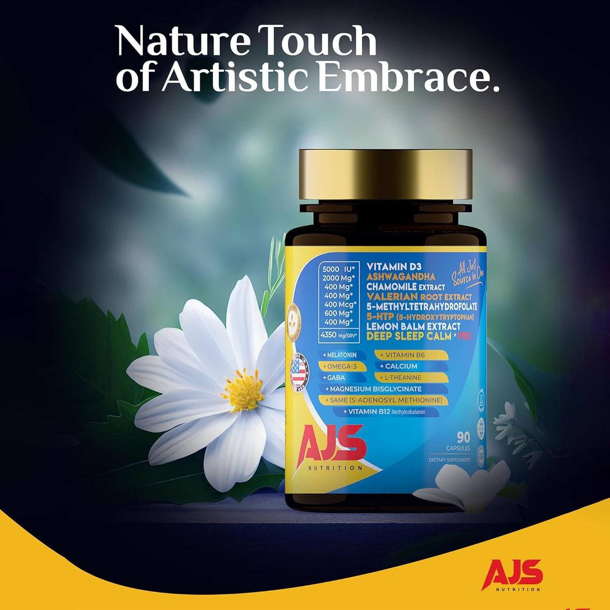 AJS Calm Mood Support, Sleep Aid, Stress Relief Capsules