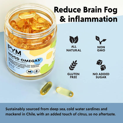 PYM Omega-3 Fish Oil (60-Count) | Brain Fog, Nerves, & Cognition Support