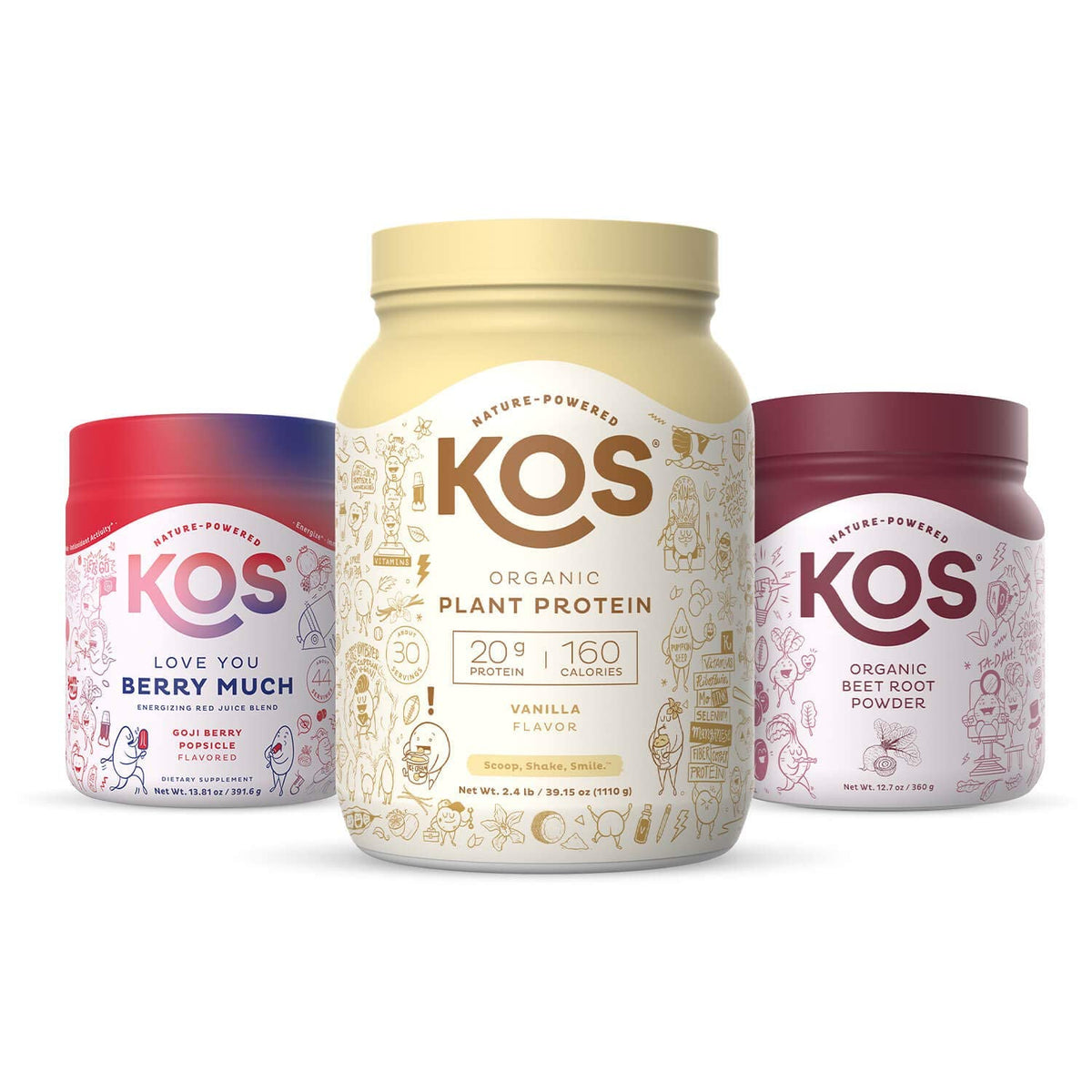 KOS Smart Heart Bundle (Plant-Based Vanilla Protein Powder + Organic Beet Root Powder 