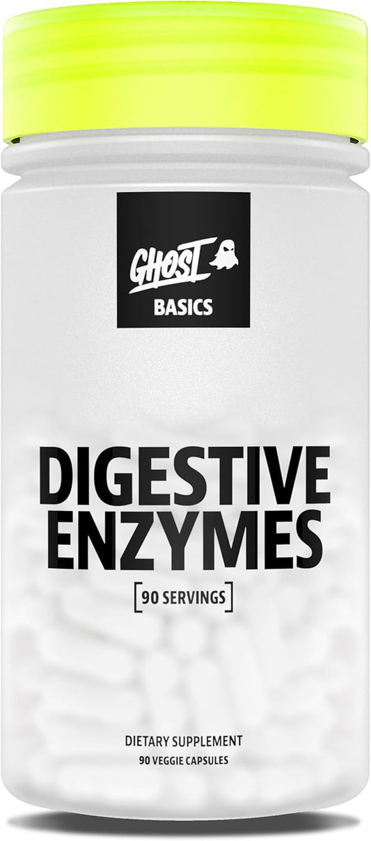 GHOST Basics Digestive Enzymes Supplement for Men & Women - Multi-Enzymes, Probiotics & Prebiotics for Supporting Digestion & Gut Health - Vegan Friendly - 90 Veggie Capsules