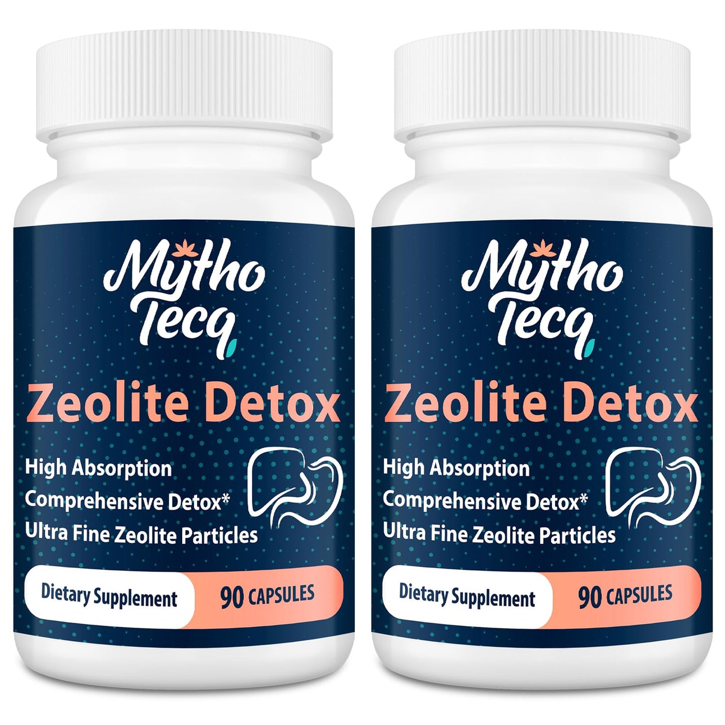 MythoTecq Zeolite Capsules with Activated Charcoal & Bentonite, 90 Count | 2300mg formula featuring zeolite clinoptilolite, activated charcoal and bentonite clay