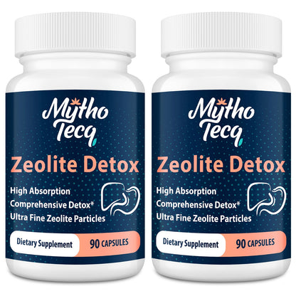 MythoTecq Zeolite Capsules with Activated Charcoal & Bentonite, 90 Count | 2300mg formula featuring zeolite clinoptilolite, activated charcoal and bentonite clay