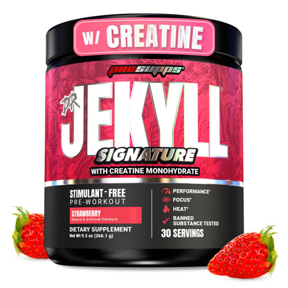 ProSupps Dr. Jekyll Signature Pre Workout Powder with Creatine - Stim-Free Preworkout Supports Focus & Endurance - Caffeine-Free Gym & Fitness Supplements (Blueberry Lemonade, 30 Servings)