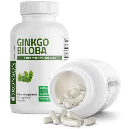 Bronson Ginkgo Biloba Extra Strength Brain & Memory Support 120 Capsules | Vegetarian, Non-GMO, Gluten Free, Soy Free, Memory, Cognitive & Brain Health Support