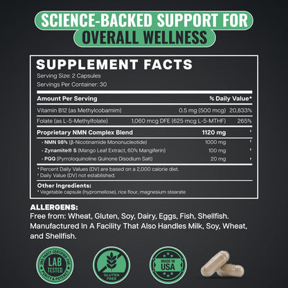 Benevolent NAD+ Supplement 1050mg, Max Absorption 3in1 NAD Supplements for Women & Men with Nicotinamide Riboside, Trans-Resveratrol & TMG, NAD Plus for Cellular Energy, Brain Support & Aging, 90 Caps