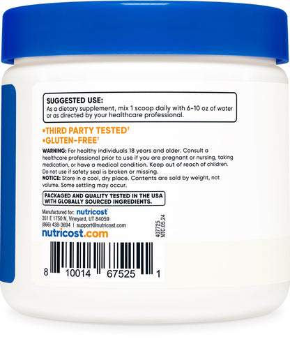 Nutricost L-Glutamine Powder (500 Grams) Unflavored - Gluten Free & Non-GMO, 100 Servings