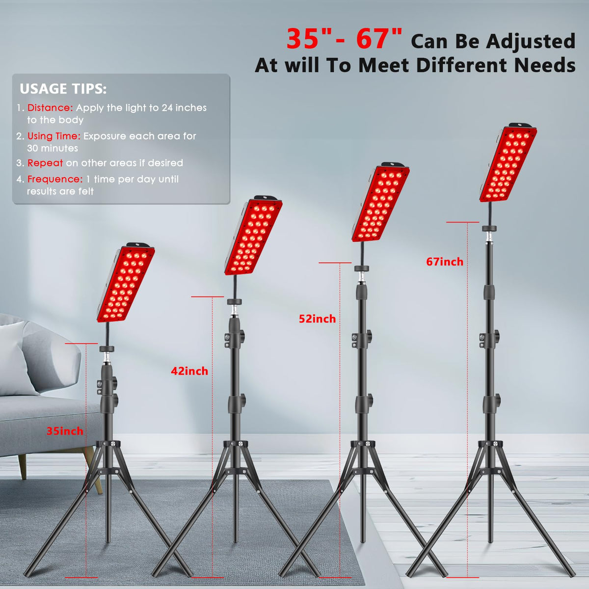 RUISQM Red Light Therapy Lamp, Infrared Light Therapy with Stand - 660nm Redlight & 850nm