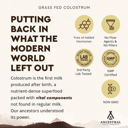 Ancestral Supplements Colostrum Bundle & Greens - Organic Superfood Greens & Reds Blend with Spirulina, Chlorella, Grass Fed Beef Organs, and Probiotics for Gut Health – Grass Fed, Pasture Raised MUL