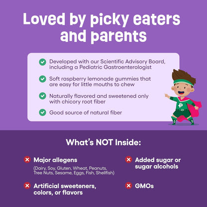 Physician's Choice Fiber Gummies for Kids - Supports Regularity, Occasional Constipation & Digestive Health - Sugar Free, Vegan, No Artificial Flavors - 3g Prebiotic Fiber - Raspberry Lemonade - 60 CT