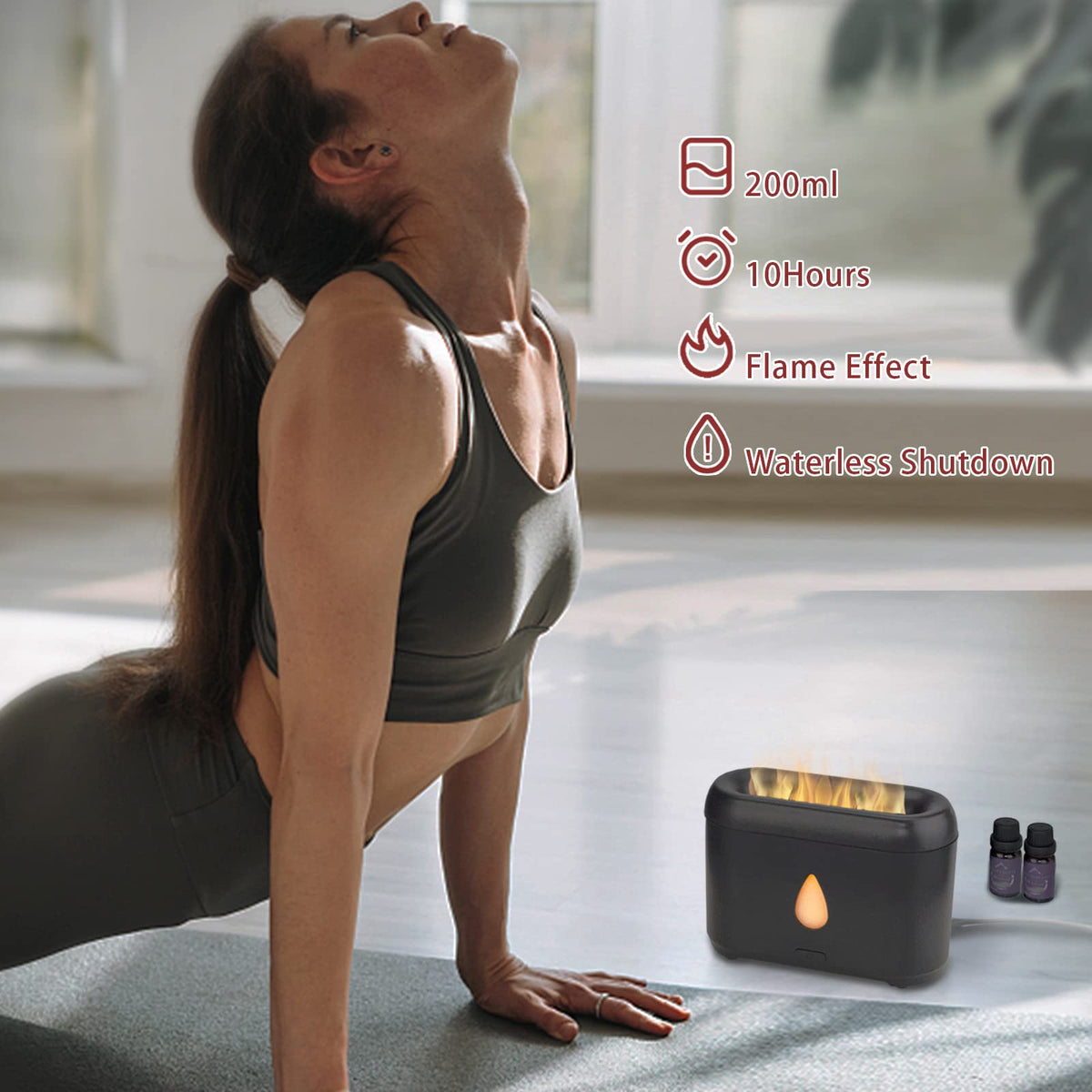 Flame Diffuser for Essential Oils (Black)
