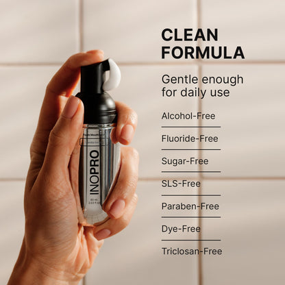 INOPRO Foam Mouthwash with Nano-Hydroxyapatite, Xylitol, Hyaluronic Acid, Vinamin C, Alcohol Free, Fluoride Free Oral Rinse Portable Travel Size - Spearmint, 2.03 fl oz