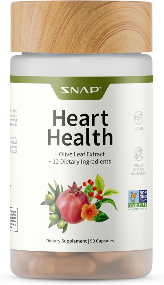 Snap Supplements Heart Health Support Supplement with Beets, 90 Capsules | Botanical Support for Heart Health, Healthy Circulation, and Nitric Oxide Levels, Vegan, Non-GMO (Packaging May Vary)