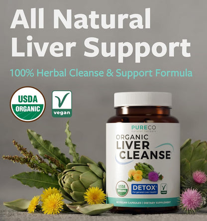 USDA Organic Milk Thistle and Dandelion Root - Silymarin Milk Thistle Liver Detox Cleanse Formula with Artichoke Extract for Comprehensive Liver Support - Vegan Non-GMO & Lab Verified (1 Month Supply)