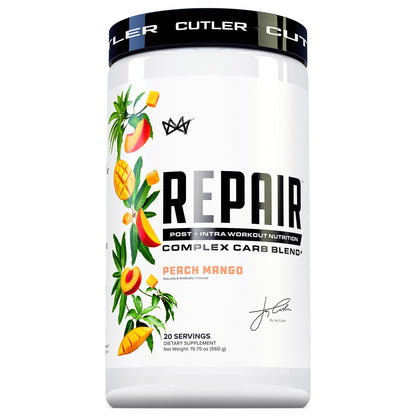 Cutler Nutrition Repair Sour Rainbow Candy Recovery Powder, 20 Servings | 19.75 oz | 15g Fast-Absorbing Carbs from Waxy Maize and Cluster Dextrin, plus 5g BCAAs and 2g EAAs for Muscle Recovery