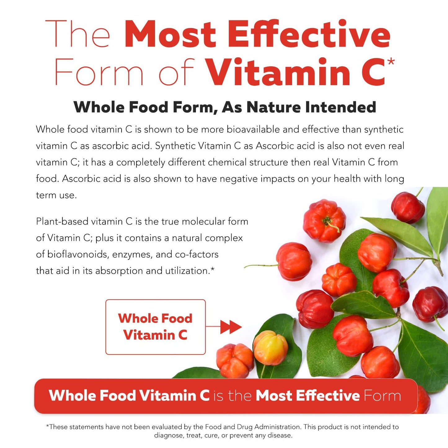 Organic Vitamin C | Whole Food Vitamin C from Fruit Plus Absorption Enhancing Cofactors - Vegan, Enhanced Bioavailability - Immune Support, Antioxidant, Total Health (90 Servings)