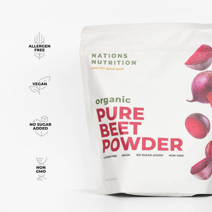 Nations Nutrition Pure Beet Root Powder Organic - Nitric Oxide Circulation Superfood
