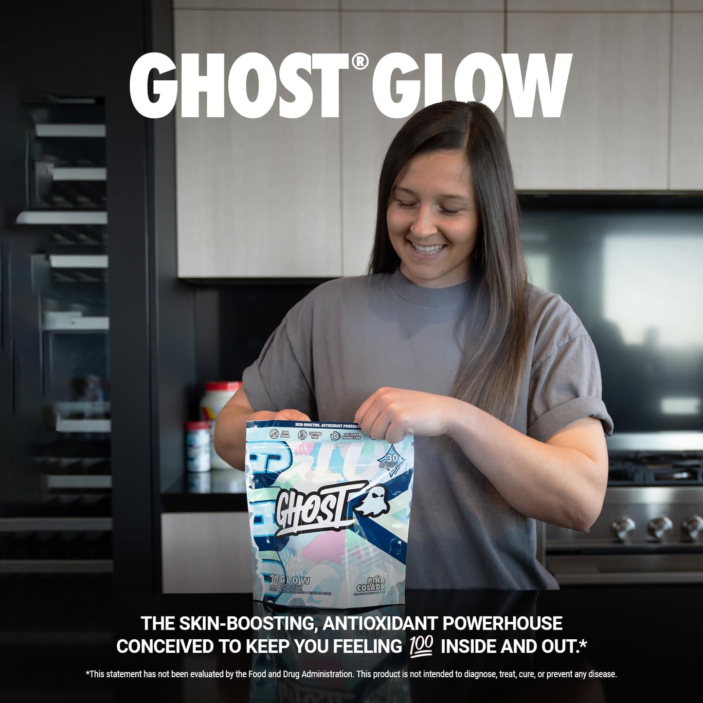 GHOST Glow Sticks: Beauty and Detox Supplement - 30 On-The-Go Stick Packs, Mango Margarita - Hyaluronic Acid, Biotin & L-Theanine for Skin-Boosting Support - Sugar Free, Gluten Free