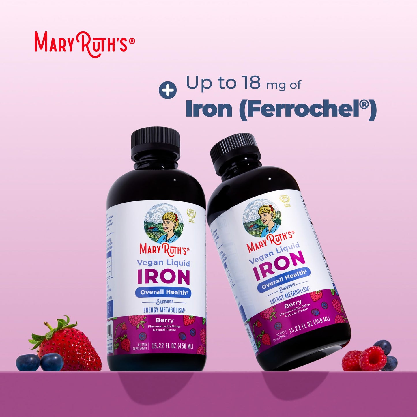 MaryRuth’s Liquid Iron | Iron Supplement for Women Men & Kids | Red Blood Cell Formation | Oxygen Support | Energy Metabolism | Ages 4 & Up | Sugar Free | Vegan | Non-GMO | Gluten Free | 15.22 Fl Oz