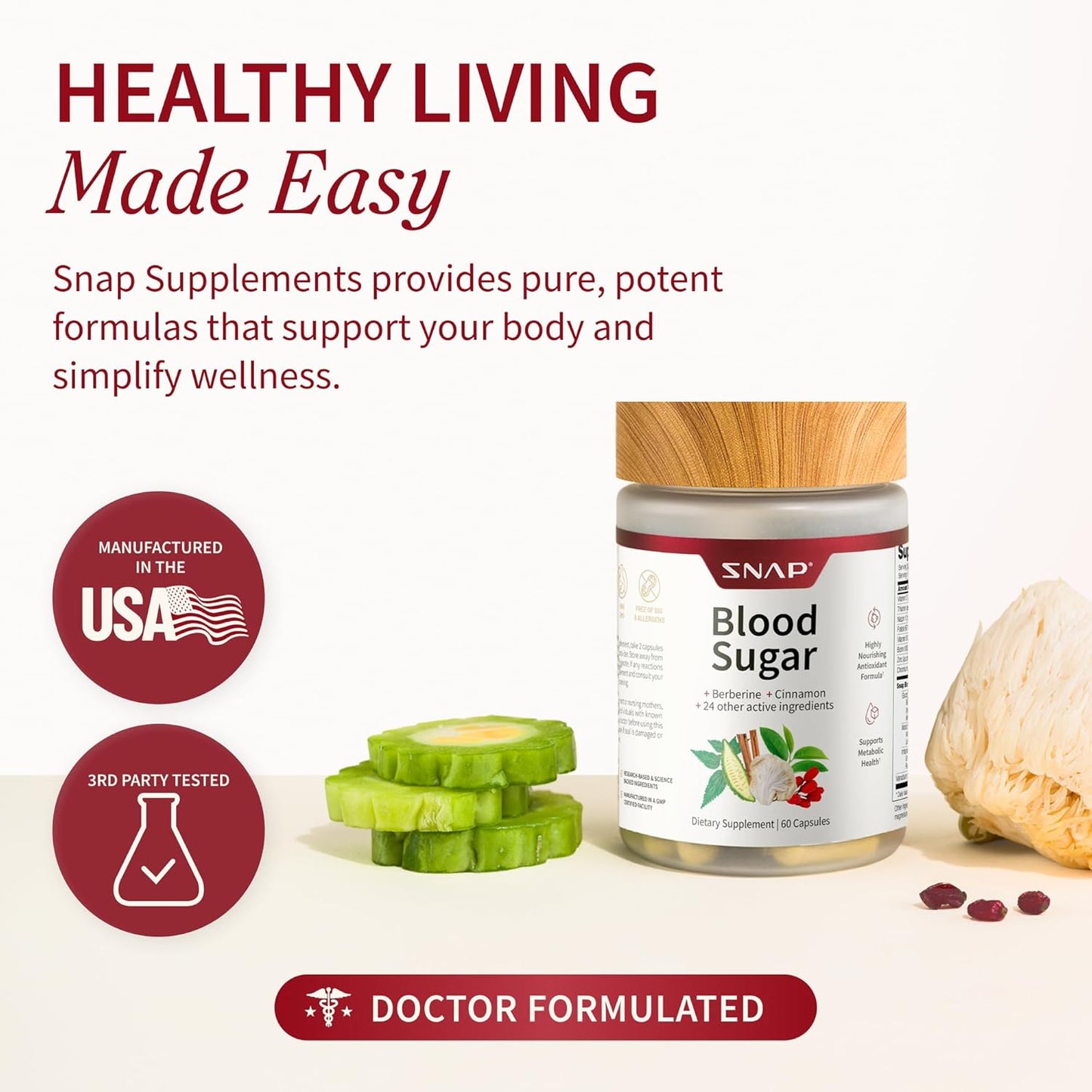 Snap Supplements Cholesterol Health + Blood Sugar Blend Bundle, 60 Vegetarian Capsules Each