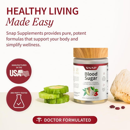 Snap Supplements Cholesterol Health + Blood Sugar Blend Bundle, 60 Vegetarian Capsules Each
