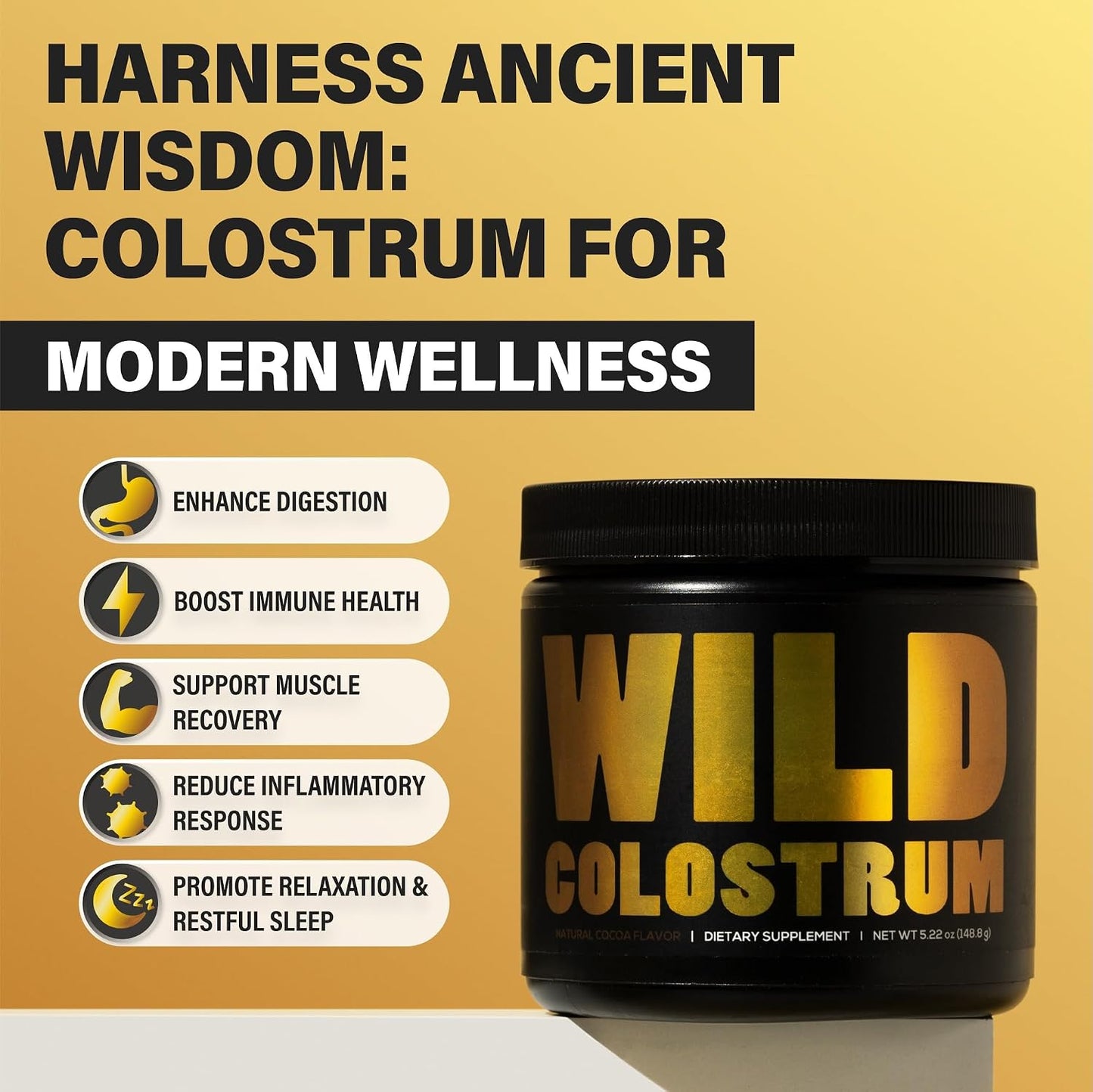 Wild Foods Pink Himalayan Salt (16oz) and Colostrum Powder (5.22oz) Bundle for Gut Health and Wellness