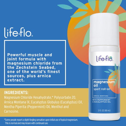 LIFE-FLO Magnesium Oil for Feet and Body - Topical Magnesium Spray Soothes Muscles, Joints When Massaged Into the Skin - Doubles as a Deodorant Spray or Bath Oil, Hypoallergenic, 8 Fl Oz