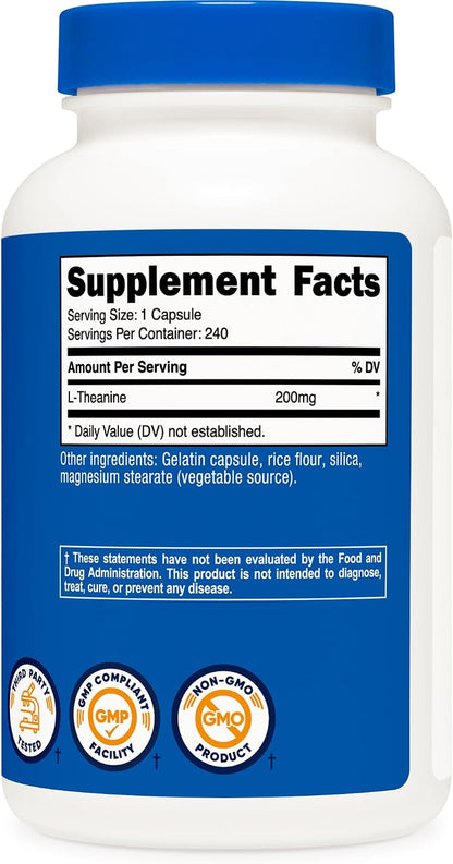 Nutricost L-Theanine 200mg, 240 Capsules - Double Strength