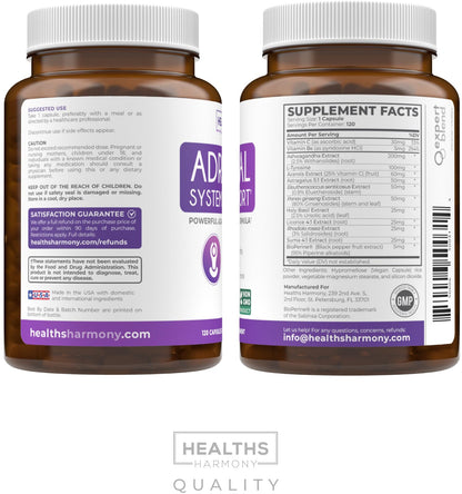 Adrenal System Support & Cortisol Manager (2 Month Supply) Powerful Ashwagandha & L-Tyrosine Fatigue Supplement - Maintain Balanced Cortisol Levels, Health, & Stress Relief - Non-GMO - 60 Capsules
