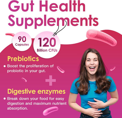 DRFOSTER Probiotic for Women 120B Urinary & Digestive Health, 90 Capsules | 31 Strains, Prebiotics, Enzymes, D-Mannose & Cranberry, Vaginal, Urinary & Digestive Support, Non-GMO, Gluten-Free