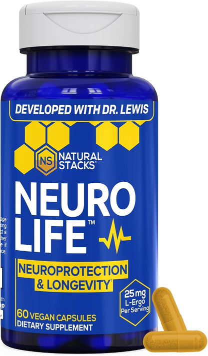 NeuroLife Longevity Supplement With Taurine And Berberine, 60 Capsules | 500mg taurine, 400mg berberine and MitoPrime L-Ergothioneine support cellular health and cognitive vitality.