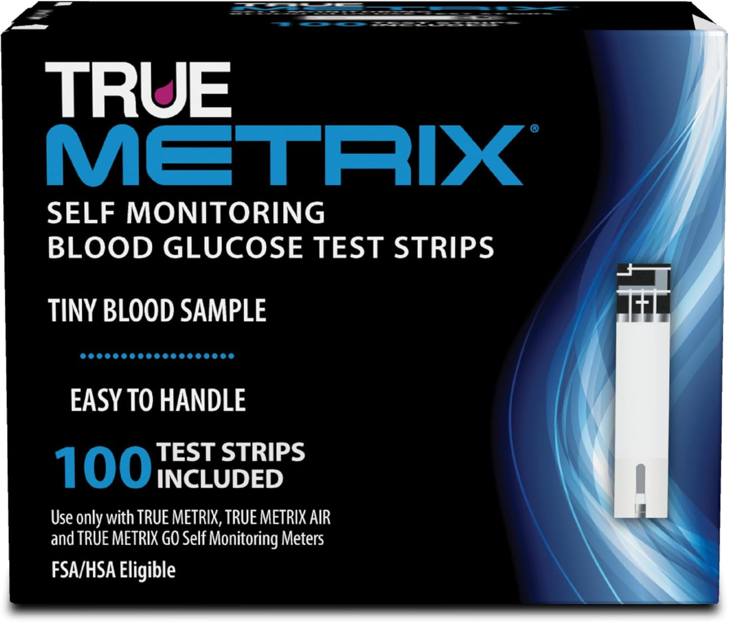 TRUE METRIX Self Monitoring Blood Glucose Test Strips, 100 Count | Blood Glucose Test Strips Compatible with TRUE METRIX Family of Self Monitoring Blood Glucose Meters, Value Pack