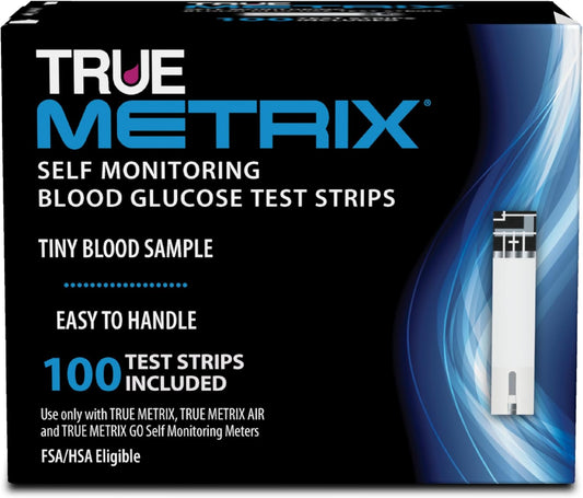 TRUE METRIX Self Monitoring Blood Glucose Test Strips, 100 Count | Blood Glucose Test Strips Compatible with TRUE METRIX Family of Self Monitoring Blood Glucose Meters, Value Pack