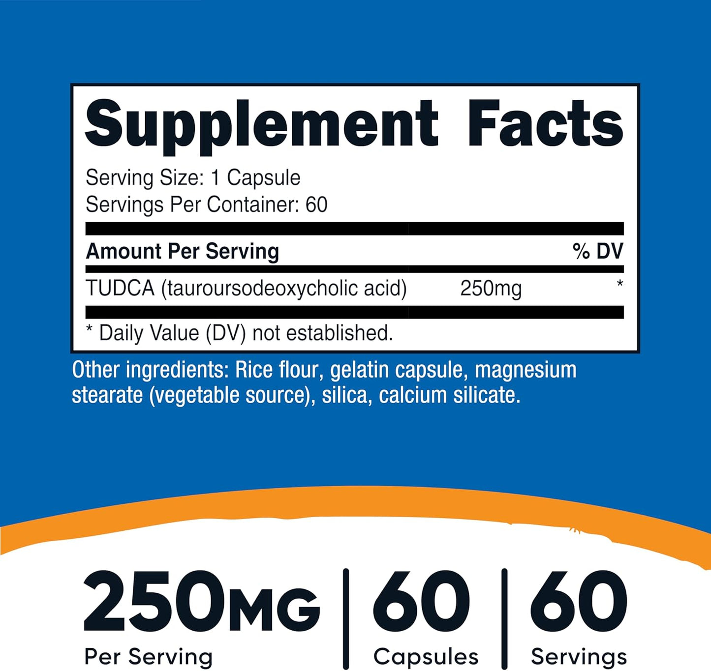 Nutricost Tudca 250mg, 60 Capsules (Tauroursodeoxycholic Acid) - Premium Quality