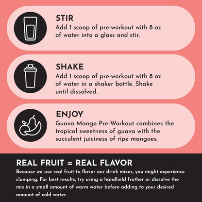 JUST INGREDIENTS Pre-Workout Raspberry Lemonade - Natural, Gluten-Free, No Artificial Sweeteners - 30 Servings, 150mg Caffeine