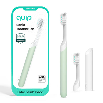 Quip Sonic Electric Toothbrush for Adults, Extra Brush Head, Marine Blue