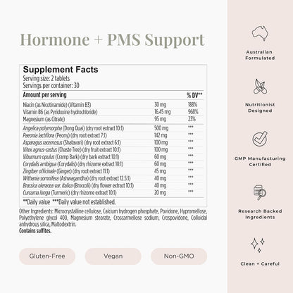 JSHealth Vitamins Hormone Balance & PMS Support Supplement, 60 Tablets | Premenstrual Symptom Relief for Women with Vitamins B3, B6 & Magnesium