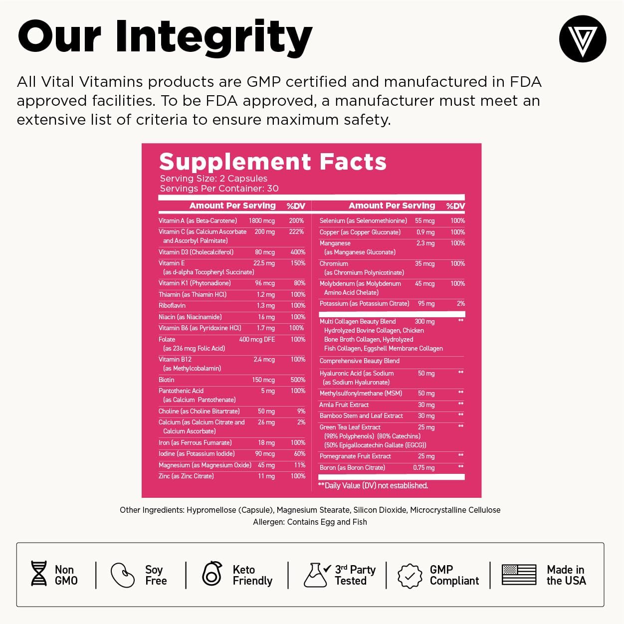 Vital Vitamins Women's Multivitamin Complex + NAD+ Supplement