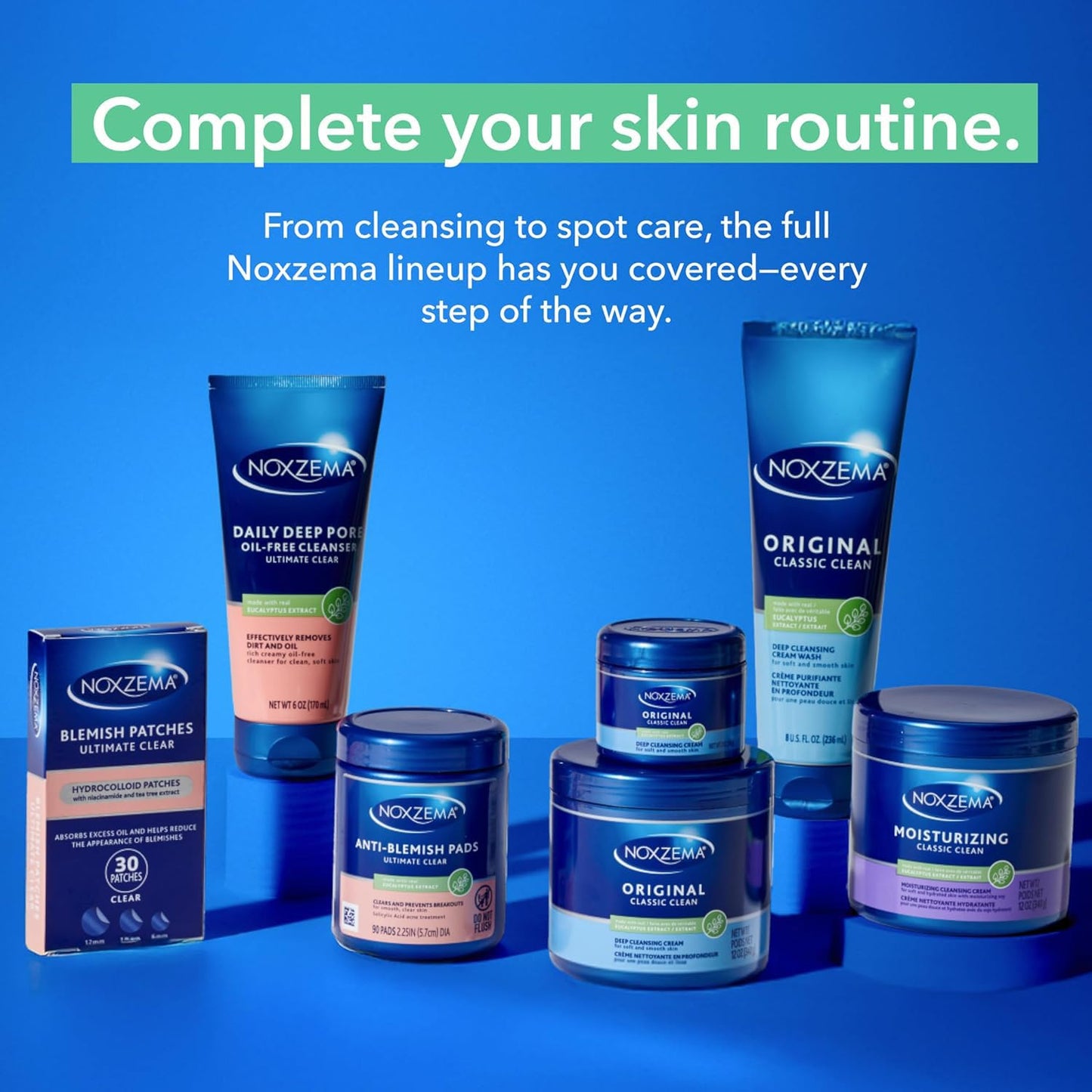 Noxzema Acne Treatment Bundle – Ultimate Clear Blemish Patches with Niacinamide and Tea Tree + Anti-Blemish Pads with 2% Salicylic Acid