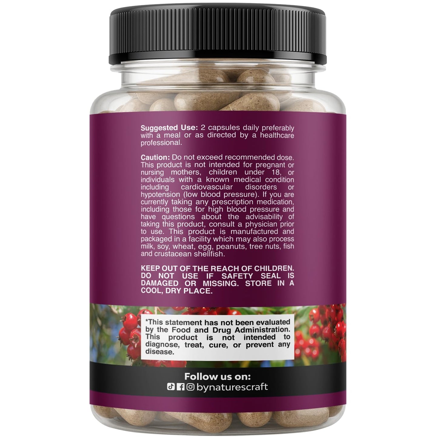 High Strength Hawthorn Berry Capsules - Pure Antioxidant Hawthorn Berry Supplement with Leaf & Flower Extract 4:1 for Healthy Heart & Digestion - Energy Support for Men & Women - 120 Count Pack