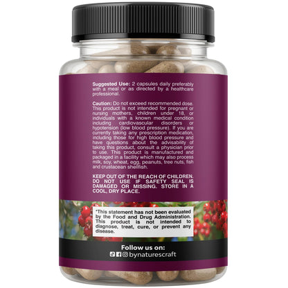 High Strength Hawthorn Berry Capsules - Pure Antioxidant Hawthorn Berry Supplement with Leaf & Flower Extract 4:1 for Healthy Heart & Digestion - Energy Support for Men & Women - 120 Count Pack