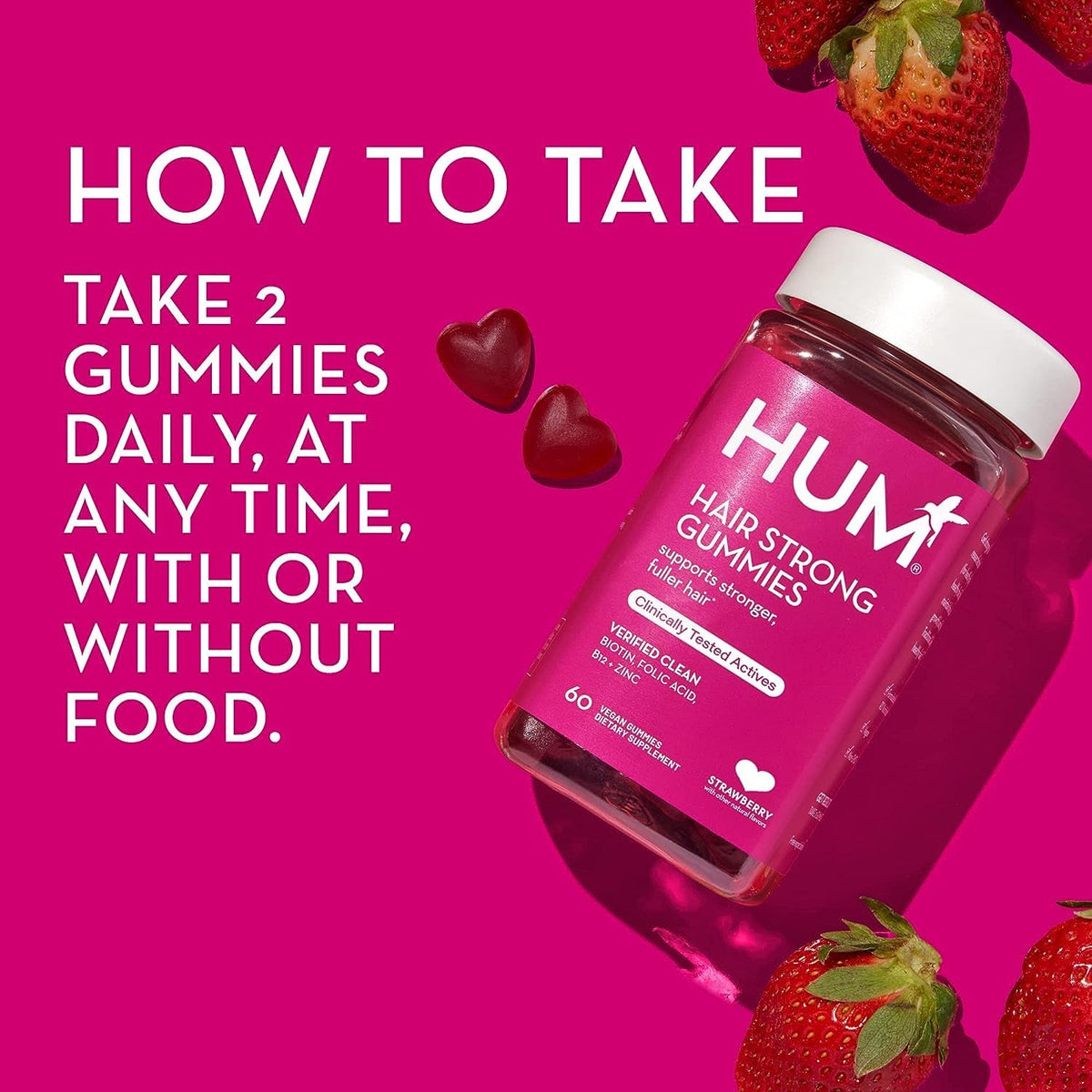 HUM Hair Strong - Daily Gummies with Biotin to Combat Hair Loss & Thinning - Fo Ti, Folic